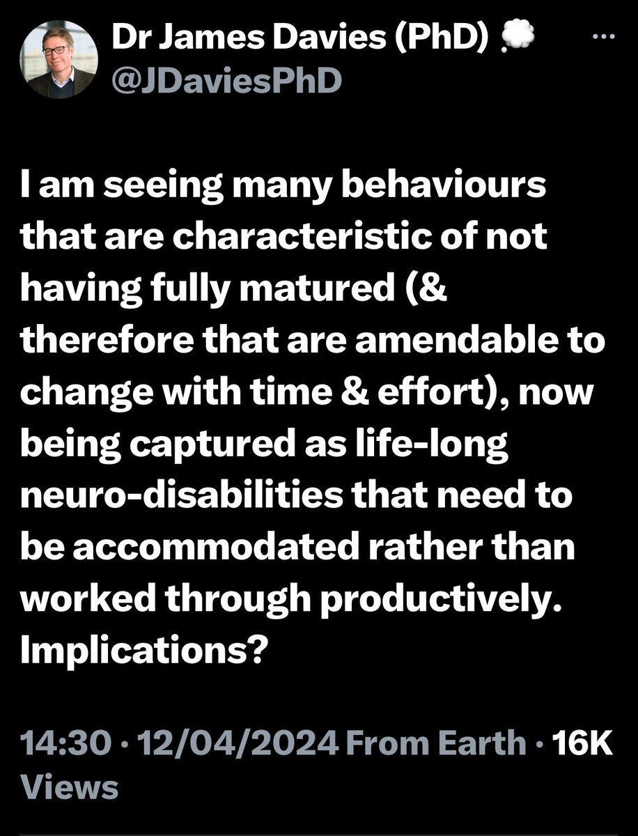 Here we go again with James Davies, anti psychiatry hack denying neurodevelopmental disorders… he is such a twat.