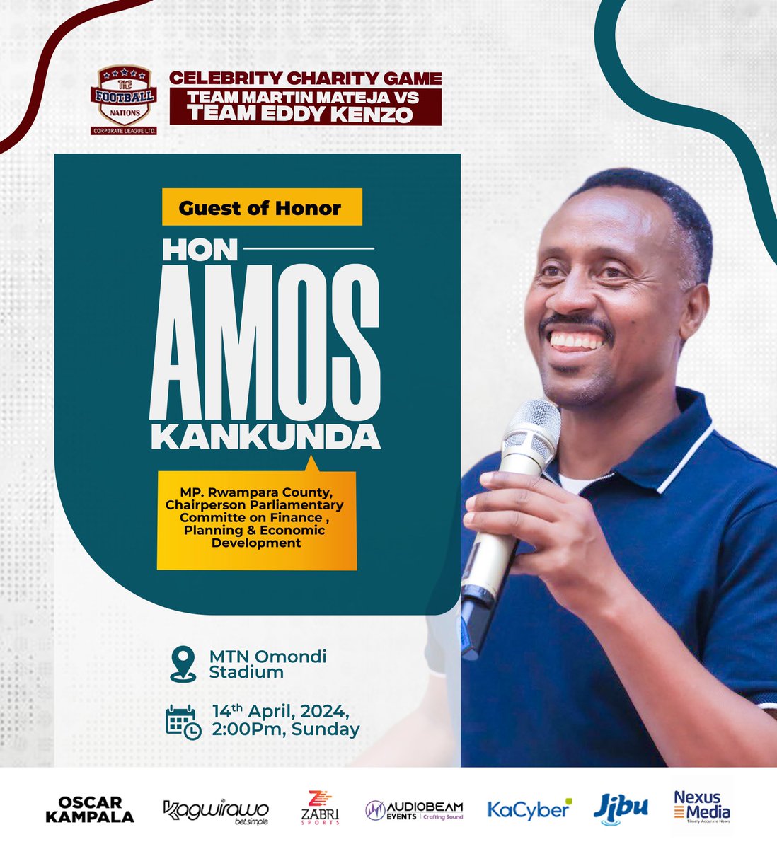 We shall have an honor and pleasure to host the Chairperson Parliamentary Committee on Finance , Planning and Economic Development Hon Kankunda Amos @KankundaAmos1 as our Chief Guest . Don’t Miss this amazing game on an amazing day as we play for kids @blosoms_of_hope . See you…