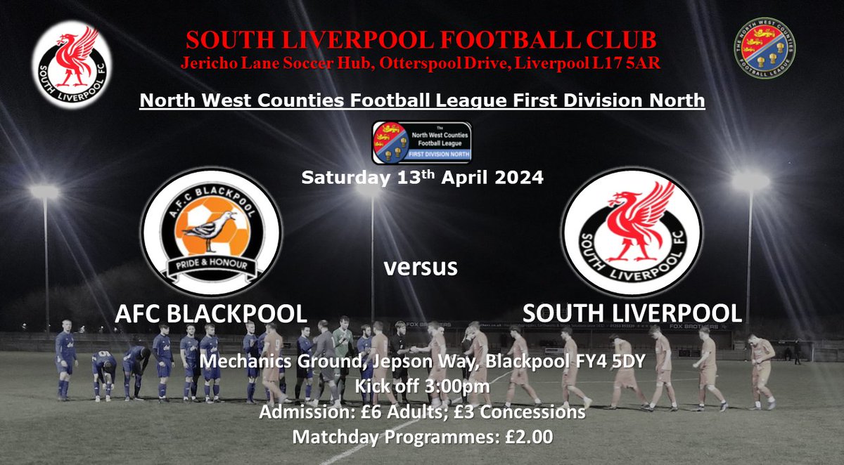 ⚽️ It's matchday..... Today we are at the seaside as we visit @AFCBlackpool for the final game of the regular season. With all to play for in @nwcfl First Division North, there could yet be more thrills and spills than the Grand National. KO is 3pm. See you then!!! COTS ⚪️⚫️🔴