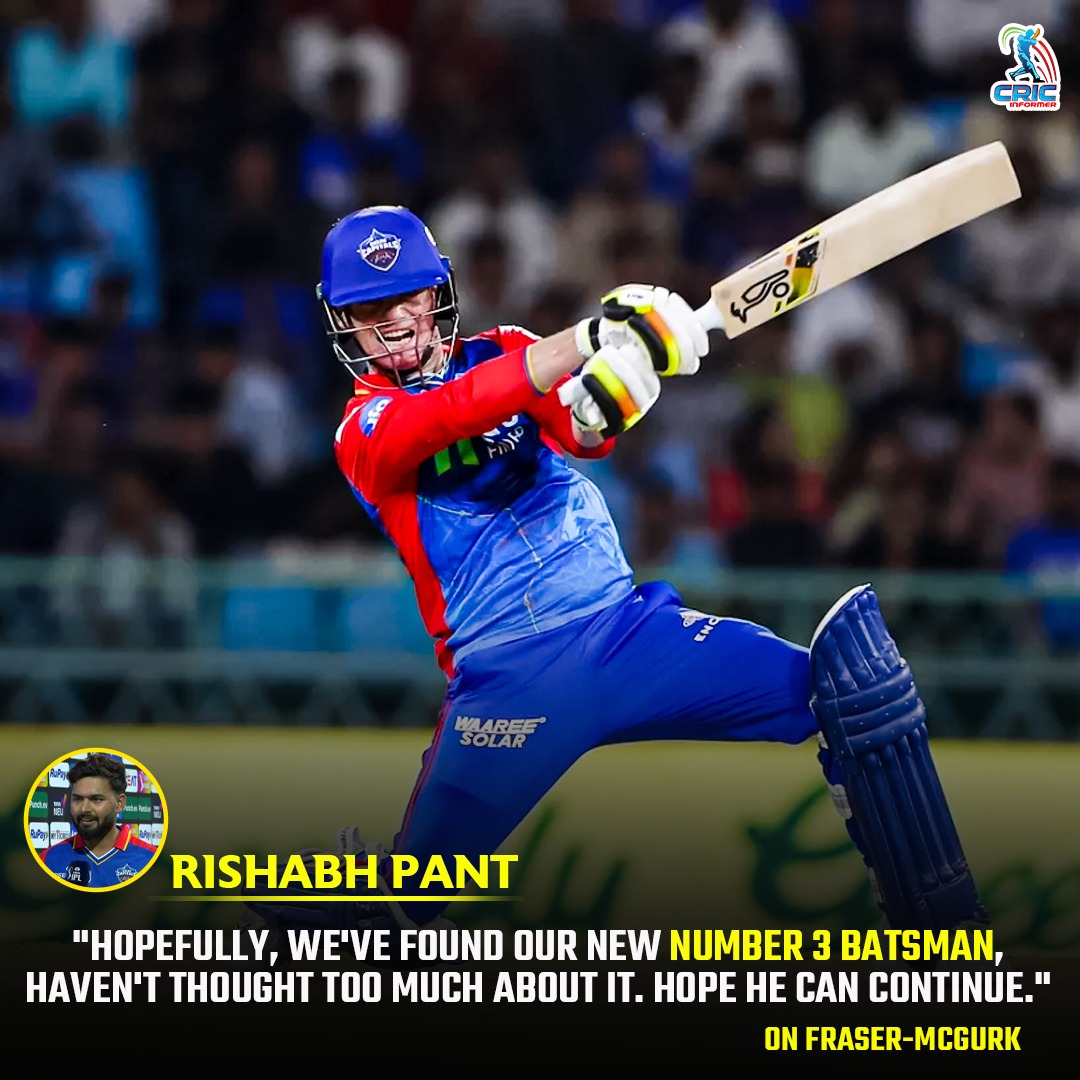 CricInformer's tweet photo. Rishabh Pant - "Hopefully, we've found our new number 3, haven't thought too much about it. Hope he can continue."
#ipl2024 #iplnews #iplupdatesdaily #cricketnews #cricketlover #RishabhPant #bcci #klrahul #iplfever #cricketfan https://t.co/PGPYOP4ZYZ