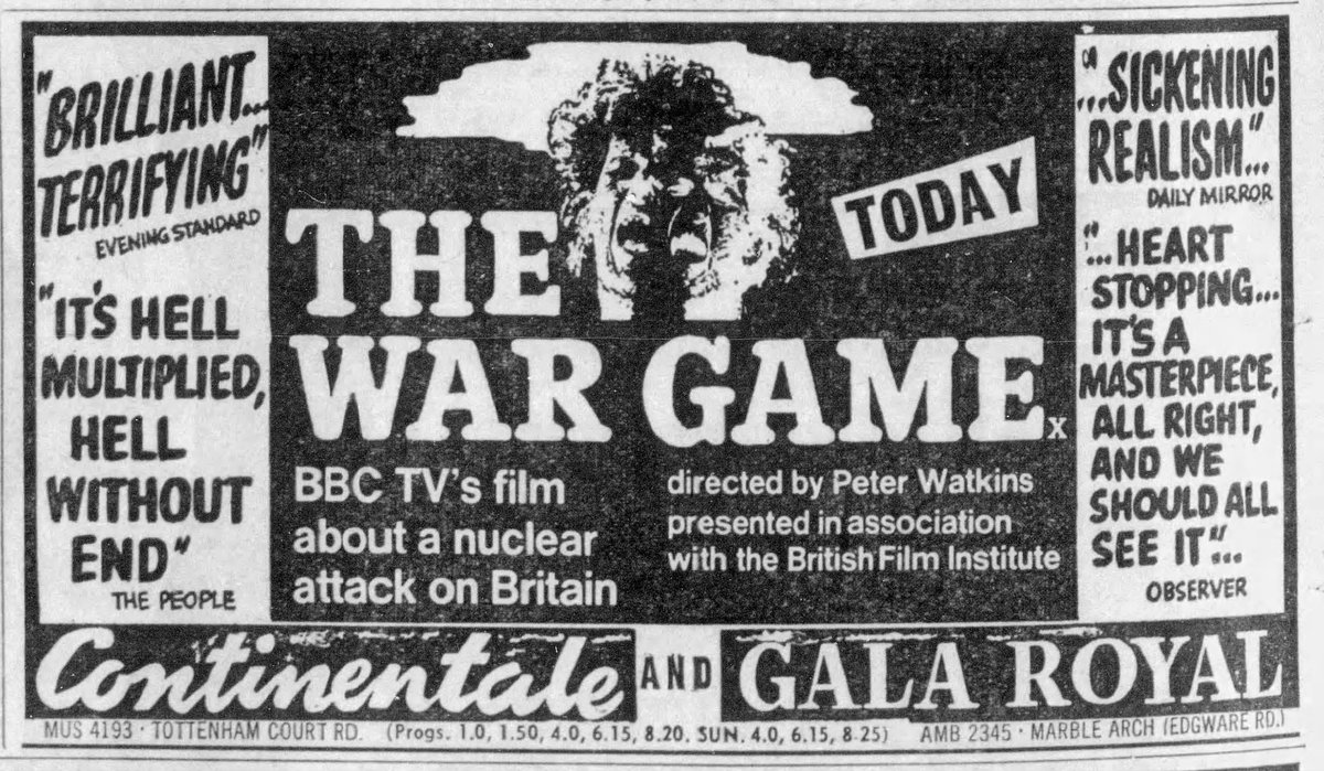 On this day, April 28th, 1966, Peter Watkins' THE WAR GAME was released in the West End after a Members-Only run at the National Film Theatre that began on April 13th..