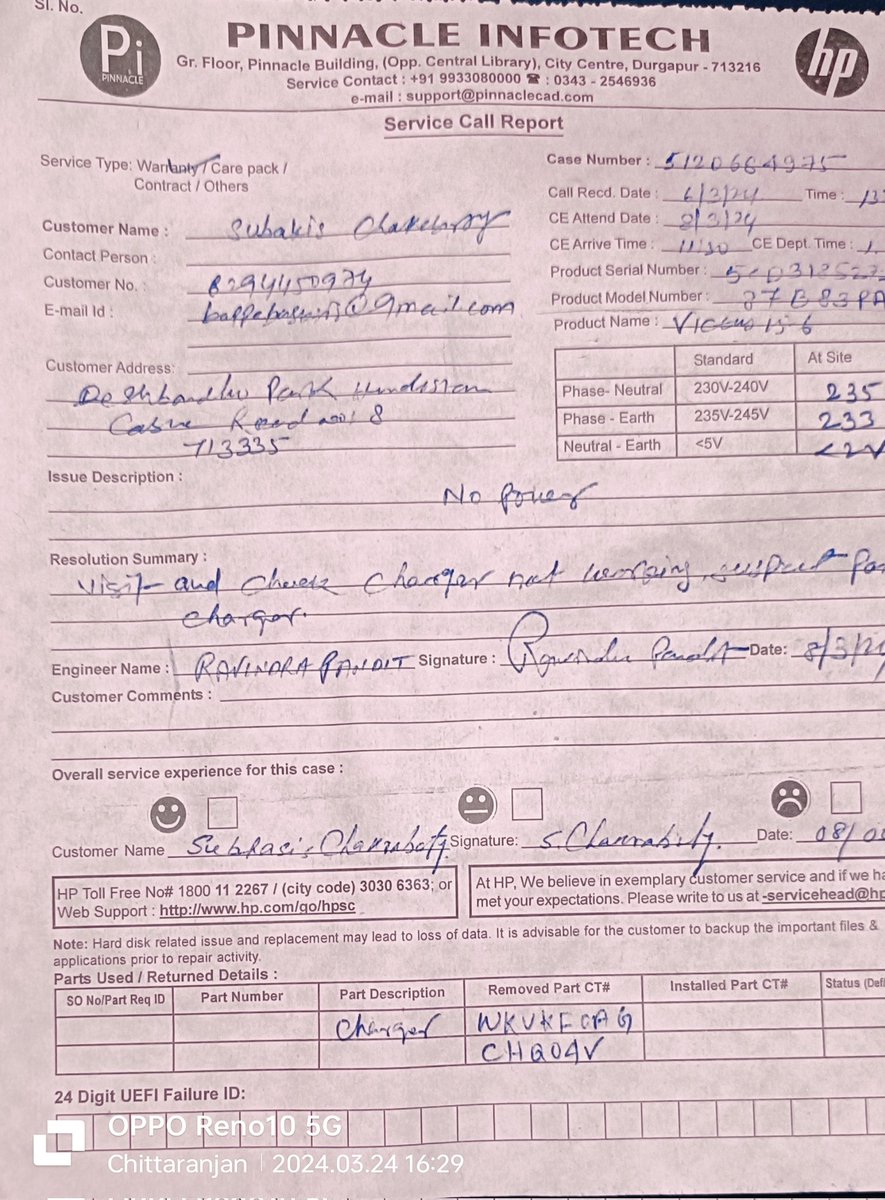 SubhasisC82's tweet photo. I have purchased a HP VICTUS Laptop but after using 2 months the charging adaptor not working &amp; I have informed to HP Online Service After that technician visited on 8th March &amp; he confirmed that need to replaced the charging adaptor but till now I have not received adaptor. https://t.co/fBctd1XReV