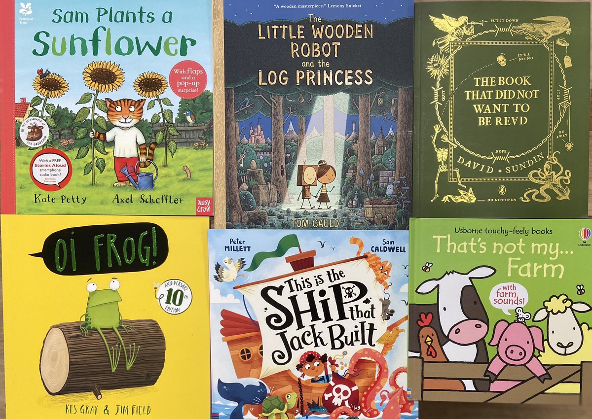 New picture books - Axel Scheffler, The Little Wooden Robot, The Book That Did Not Want to be Read, Oi Frog! Anniversary Editon, plus buccaneering sea creatures and farm animals.