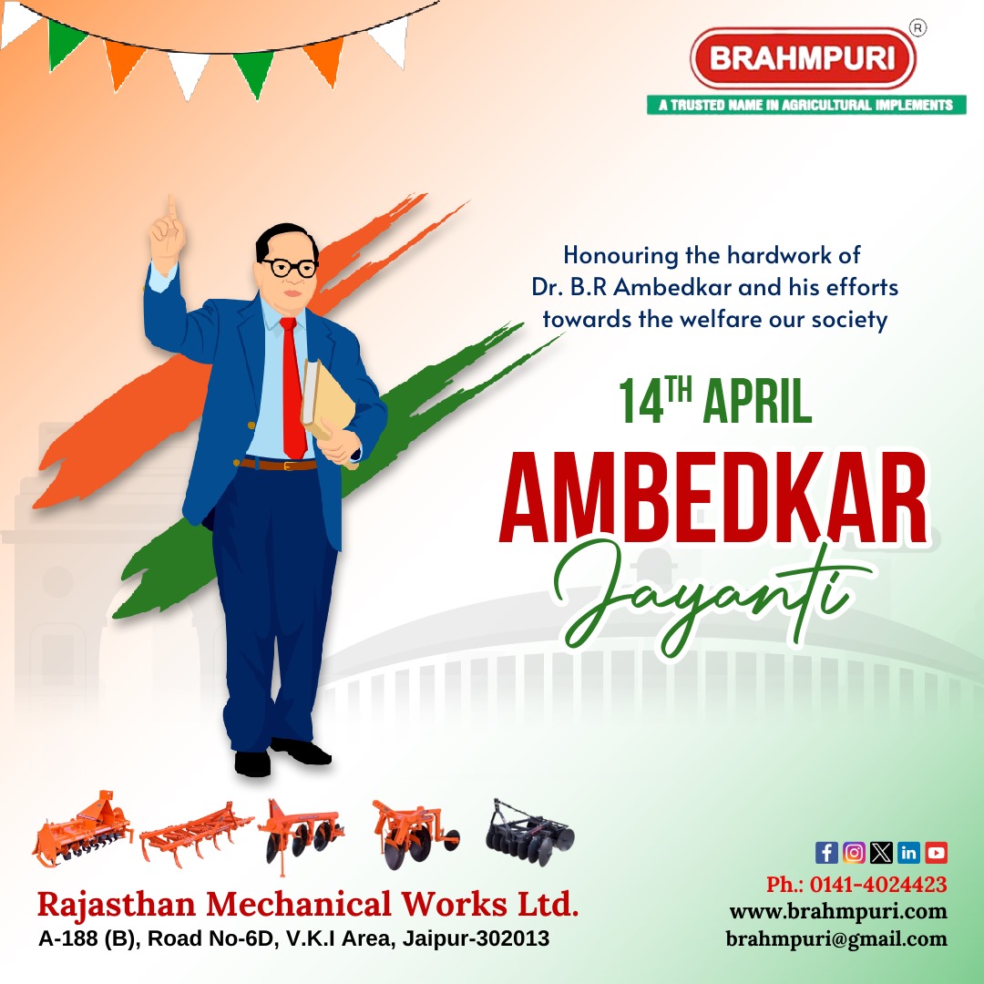 Honouring the hardwork of Dr. B.R Ambedkar and his efforts towards the welfare our society.

Happy Dr. B.R. Ambedkar Jayanti!

brahmpuri.com

#DrAmbedkar #14april #AmbedkarJayanti #babasaheb #ambedkar #BRAmbedkar #Dialmenow #BrahmpuriAgricultural #Brahmpuri