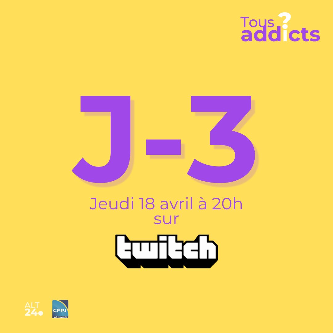 🚨#TousAddicts c'est dans trois jours !

La promo ALT24 du <a href="/AlternanceCfpj/">Alternance Journaliste CFPJ</a>  a hâte de vous présenter son projet de fin d'année ! 

😎On est presque prêts, et on vous prépare pleins de surprises...

<a href="/ceciledelarue/">Cecile Delarue</a>