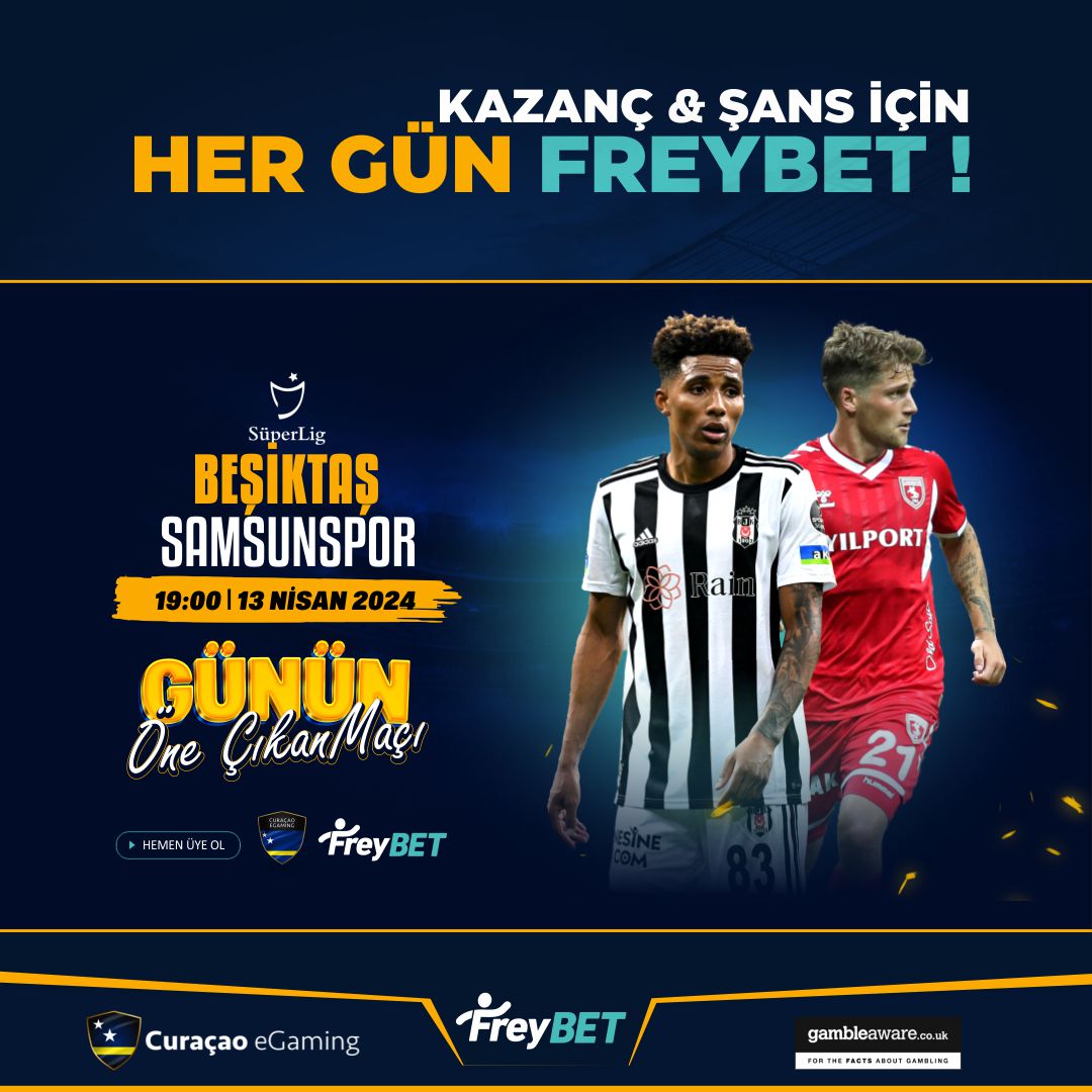 ⚽️Bugün saat 19:00'da Beşiktaş - Samsunspor karşı karşıya geliyor. Günün maçında en yüksek oranlar #FreyBET'te! 📺HD yayın Freybet TV'de! 📲 bit.ly/freyresmi ✅