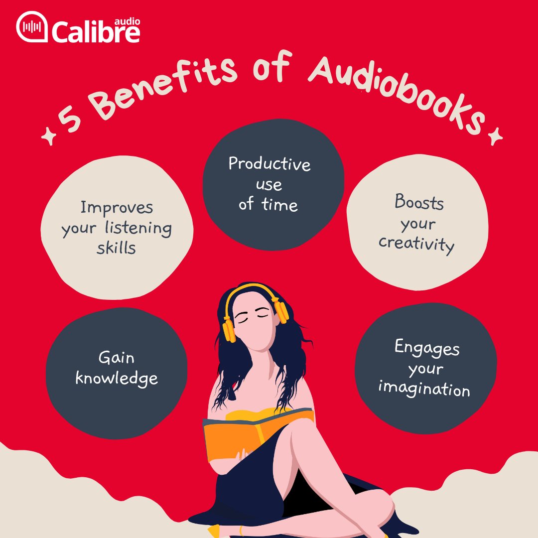 Here are a few of the many benefits of listening to audiobooks! We would love to hear how audiobooks have made a positive impact on your life ❤️ #AudiobookLovers #AudioBookAddict #ReadingForPleasure #BookishLove #CalibreAudio