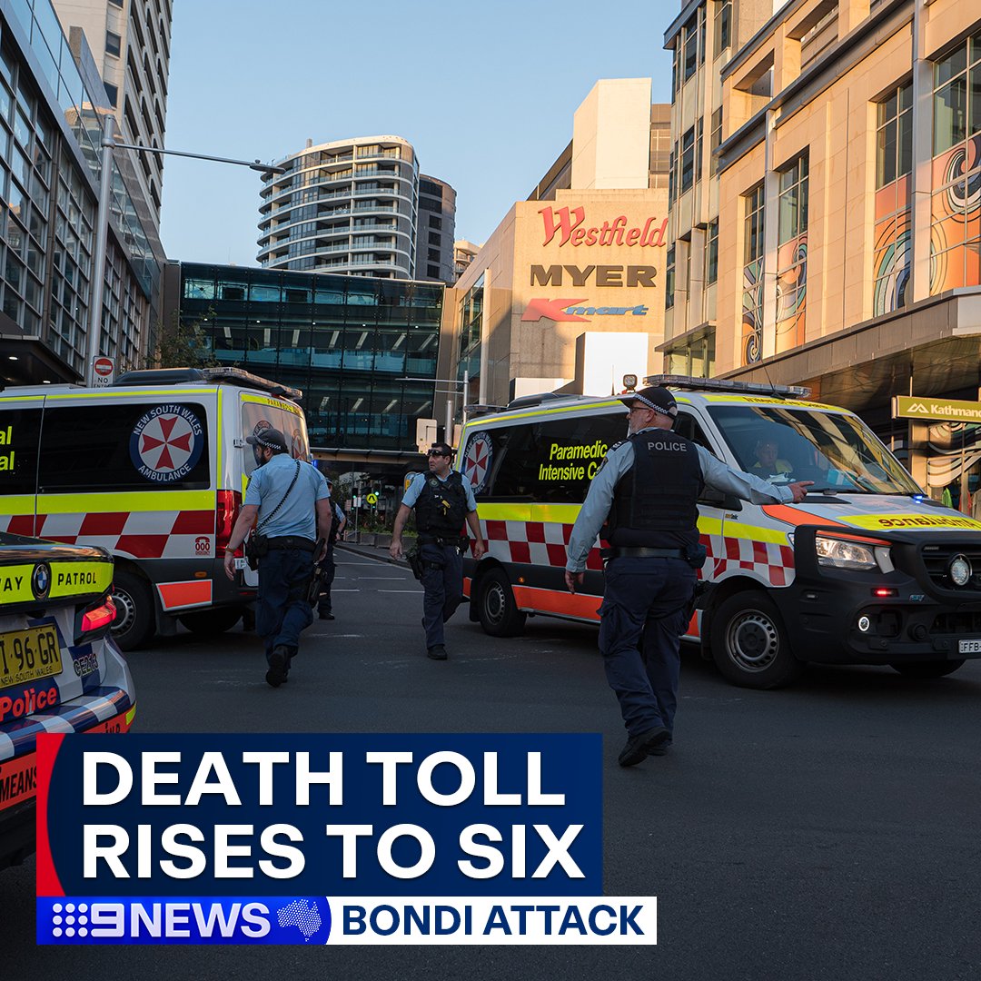 #UPDATE: The number of victims killed in the Bondi Junction stabbing attack has risen to six, with a 38-year-old mother dying in hospital. Her nine-month-old baby, who was also injured in the attack, is still being treated. #9News LATEST: nine.social/EmZ