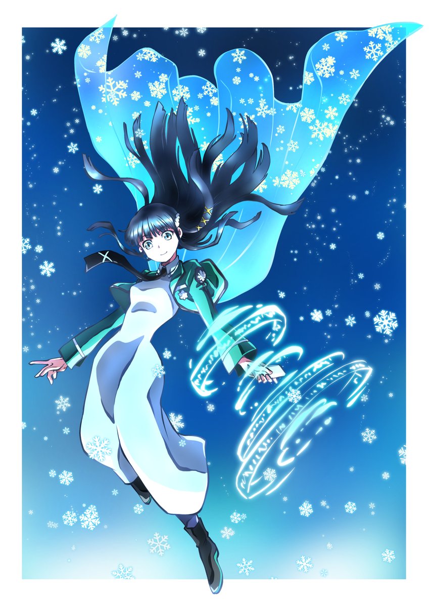 1girl solo long hair looking at viewer smile blue eyes black hair  illustration images