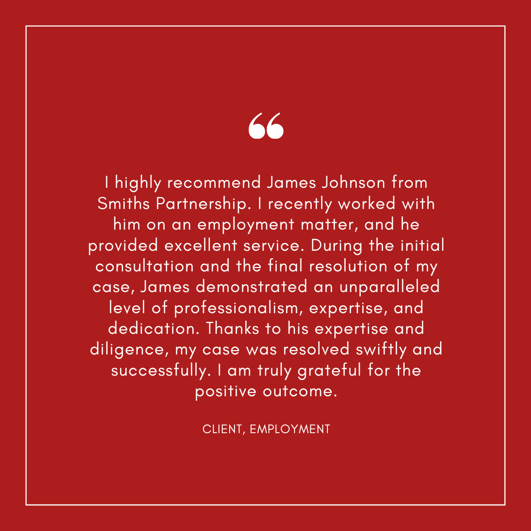 Another great example of how talented our professionals really are at Smith Partnership Solicitors, thank you James Johnson for all your hard work on this case! 😊 #smithpartnership #solicitors #development #clientfeedback #employmentlaw