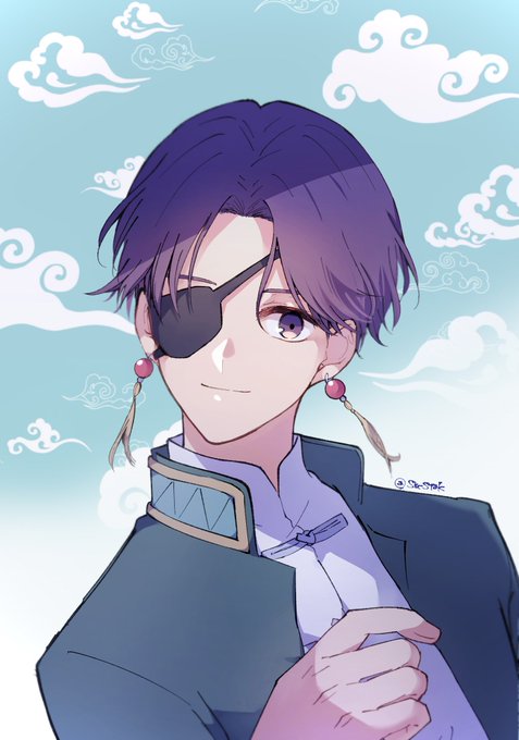 「eyepatch purple hair」 illustration images(Latest)