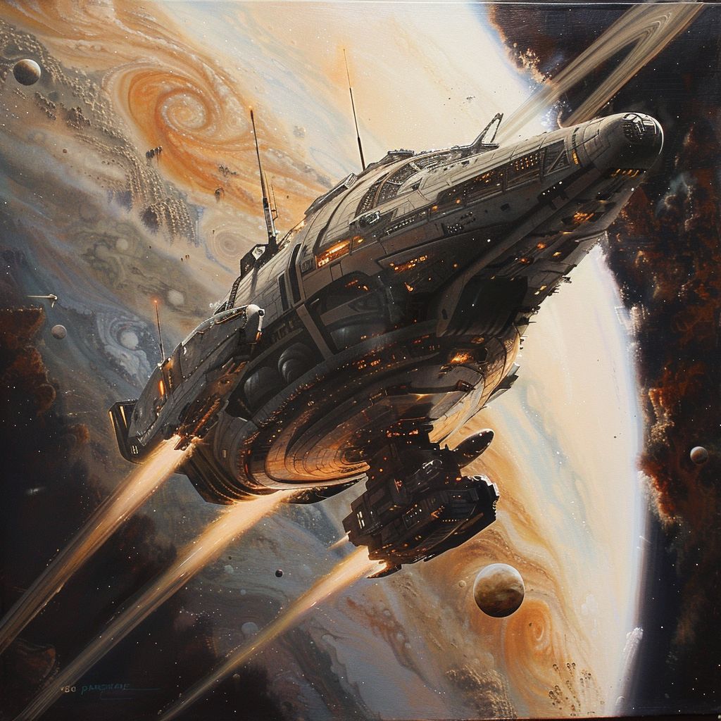 Daily Spaceship 37: 'WY-Crusader Nu II', 'In the symphony of the universe, each discovery is a note.' #scifi #spaceship #space #universesymphony #cosmicdiscovery #harmonyofexploration #spacemusic