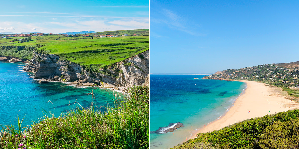 In #Spain we are very fortunate to have a great geographical diversity!💚 For example, while our northern beaches tend to have steep cliffs and strong waves, in the south you will find calm beaches. Which option do you choose?🤔 👉bit.ly/3JoTXRt #VisitSpain #SpainCoast
