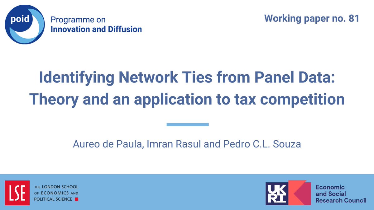 Identifying Network Ties from Panel Data: Theory and an application to tax competition @PaulaAureo @ImranRasul3 @PedroCLSouza Read: ow.ly/nFqp50Rf0b4