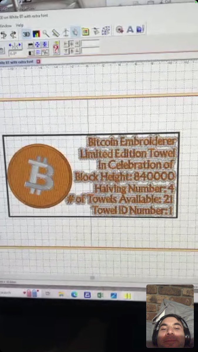 Working on some  limited edition #Bitcoin Halving handtowel and bathtowel designs. 

Looking at different ideas before i go head. 

Will do some test ones tomorrow and stitch them out then i will share with my followers  what they will look like. 

Stay tuned. ❤️