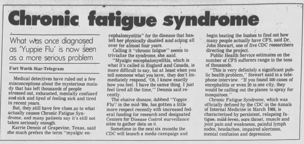 Thirty-two years ago. The Independent-Record, Montana, US. 13th April 1992. #mecfs #cfsme #chronicfatiguesyndrome #MyalgicEncephalomyelitis #myalgicE #cfs.