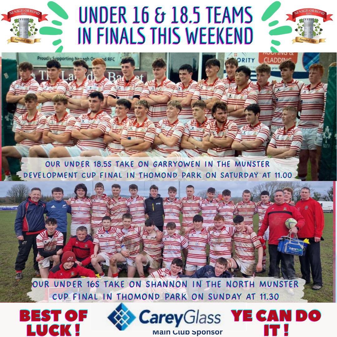 Best of luck to our 2 teams in action in Thomond Park this weekend.   💪🔴⚪️@NenaghGuardian @TippFMSport #Oneclub