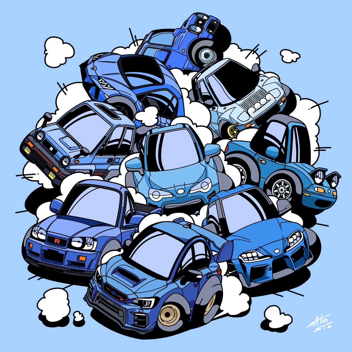 signature chibi no humans blue background robot motor vehicle mecha  illustration images