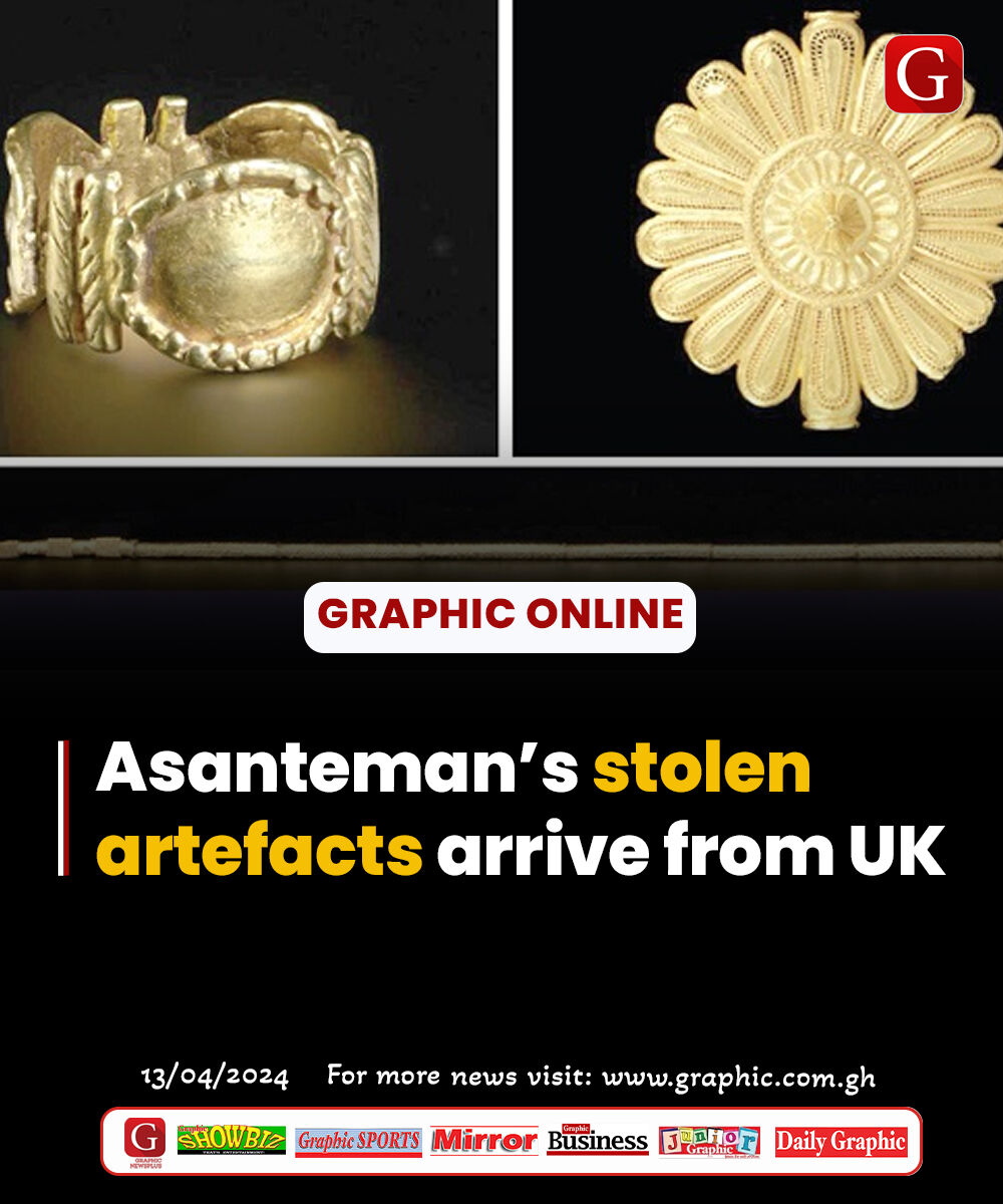 Asanteman’s stolen artefacts arrive from UK Read more here: graphic.com.gh/news/general-n… #GhanaNews #dailygraphic #graphiconline