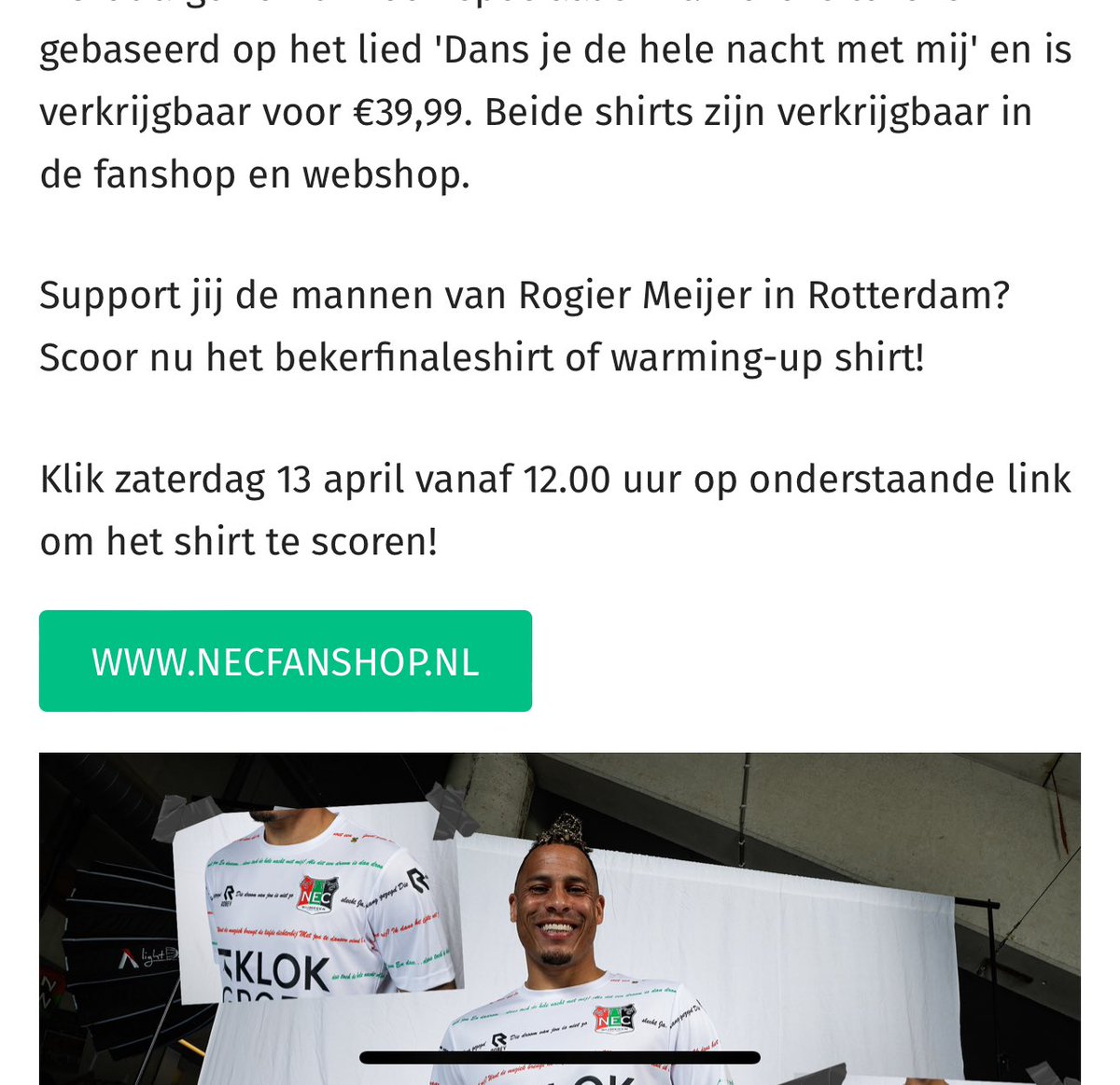 Thomas1983's tweet photo. @necnijmegen waarom zijn de shirts nog niet te koop? Het is 12:00 uur geweest https://t.co/zAy8clNOmB