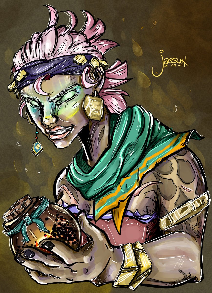 "Here, take this..."  

Finished another commissioned piece for @CutlassCrusades for the march giveaway.   

Also the pirate in this portrait is <a href="/SlothyBearr/">SlothyBearr</a> 

#SeaOfThieves #BeMorePirate