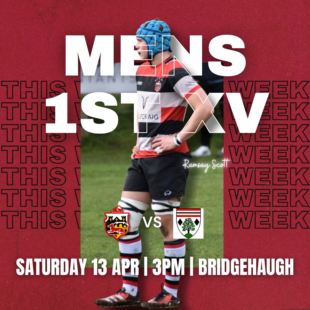 𝗚𝗔𝗠𝗘 𝗢𝗡! Get down to Bridgehaugh this afternoon to support your 1st XV Men against Lasswade RFC, KO 3PM. 'We've a really strong team, predominantly County developed youth players. A win today will take us one step closer to a Murrayfield Final!' - DQ #WeAreCounty