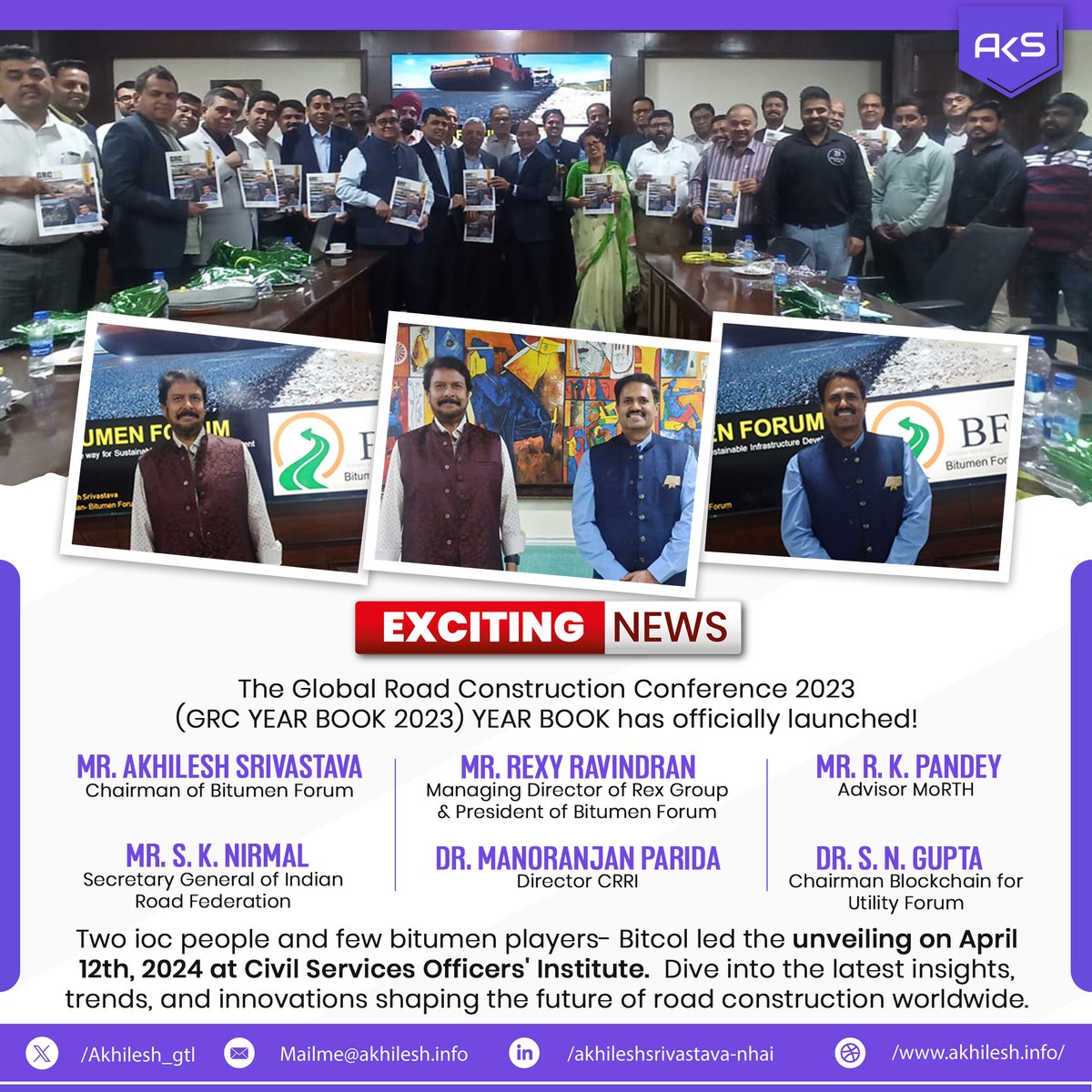 akhilesh_gtl's tweet photo. Exciting news! The Global Road Construction Conference 2023 (GRC YEARBOOK 2023) Year Book has officially launched!
#GRC2023 #RoadConstruction #Innovation #BitumenForum #RexGroup #InfrastructureRevolution https://t.co/oWEMd2Zqzd