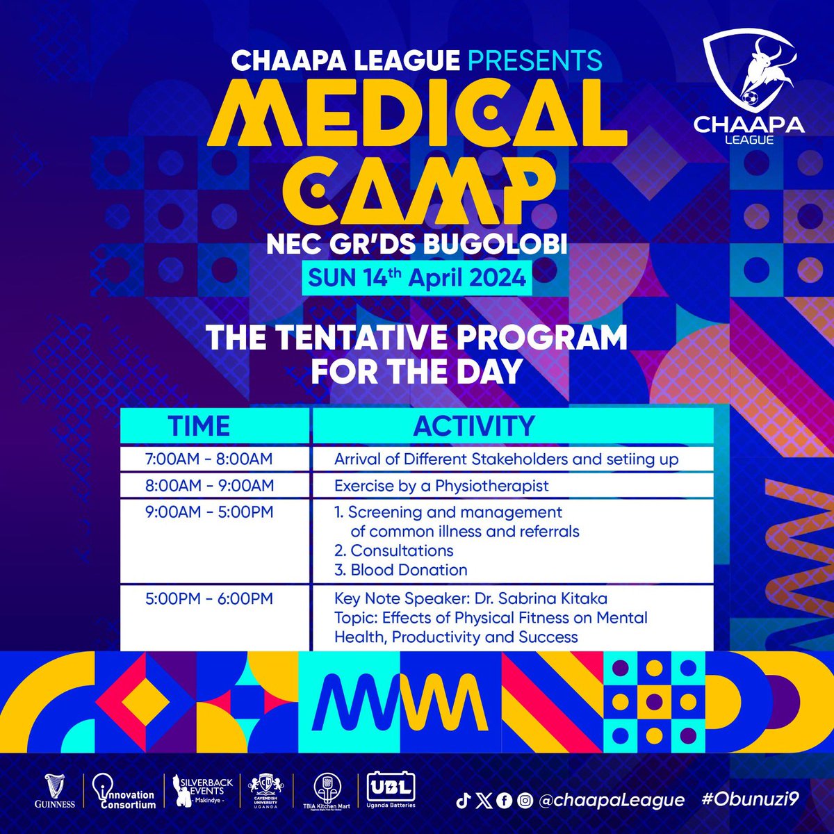 Tomorrow we start as early as 7am.@ChaapaLeague #chaapa #medicalcamp