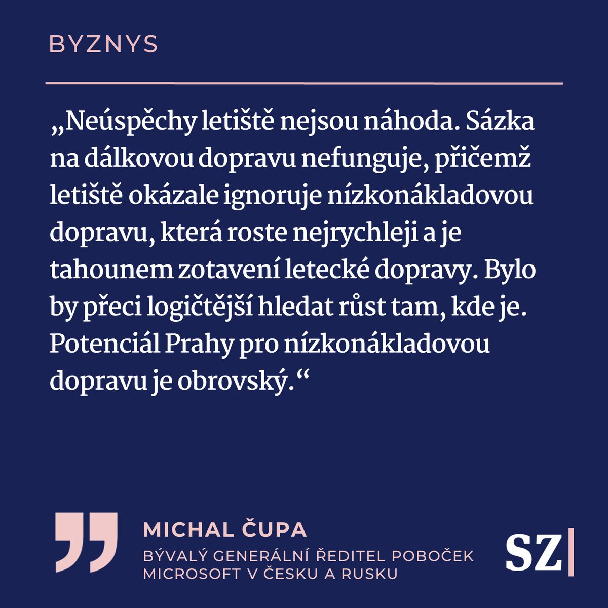 Letecká doprava se úspěšně probírá z covidového útlumu a cestujících přibývá. Pražské letiště ale poněkud zaspalo a jeho výsledky jsou chabé. Vsadilo totiž na oblasti, které neumí a jež nefungují, píše v komentáři Michal Čupa. seznamzpravy.cz/clanek/249458