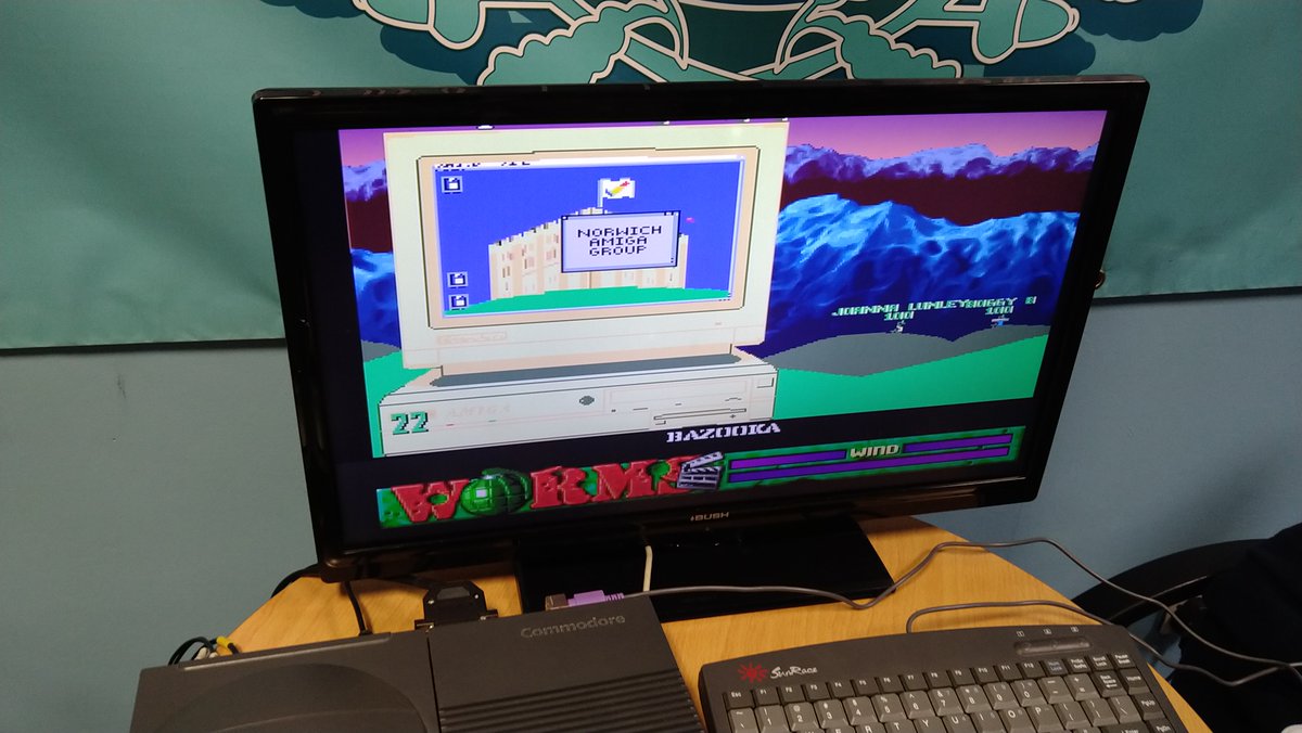 At last month's meet we even had our very own custom Worms level! Who's joining us for more #Amiga fun and games at @AlbionGamesCafe on the 28th? #retrogaming #retrocomputing #AmigaReposts