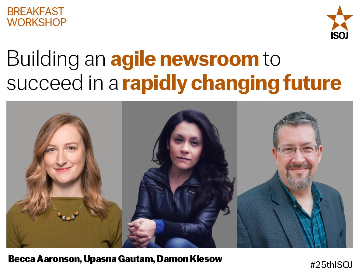 🥐Our breakfast workshop on building an agile newsroom to succeed in a rapidly changing future is starting now! @becca_aa, @UpasnaGautam and Damon Kiesow will be leading the workshop. A reminder: this session is in English, without interpretation and registration is required.