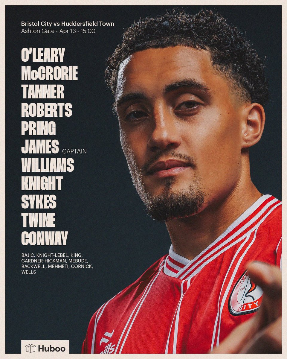 BristolCity's tweet photo. How we line up to face Huddersfield!

⬅️ Vyner
➡️ James

COYR! ❤️ https://t.co/yOCSZazXNP