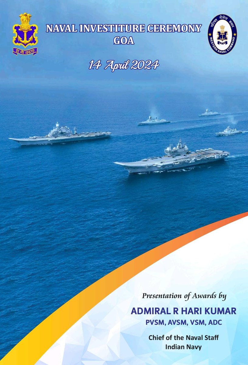 Naval Investiture Ceremony 2024 at #INSHansa, Goa on #14Apr 24. Adm R Hari Kumar, #CNS will confer Gallantry & Distinguished Service awards to the recipients on behalf of the Hon’ble President of India. @rashtrapatibhvn Details⬇️ pib.gov.in/PressReleasePa… Watch it live on the