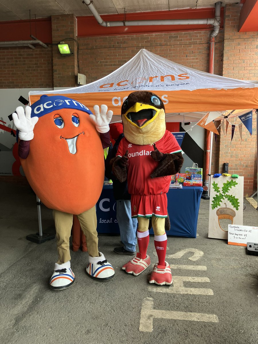 We’re at @WFCOfficial today with Alex the Acorn and Swifty, collecting for @AcornsHospice! Saddlers fans… If you’d like to support Acorns but aren’t at the match you can also make a donation at acorns.org.uk/saddlers 🧡