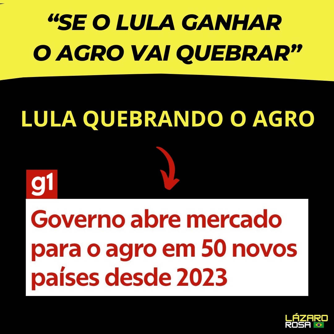 Rapaz! Governo Lula abriu 150 novos mercados para o agronegócio em 50 novos países desde 2023. Setor exportou US$: 166,5 bilhões no ano passado. Detalhe: A lista não inclui a ampliação de mercados, como as recentes habilitações de frigoríficos que podem exportar para a China.