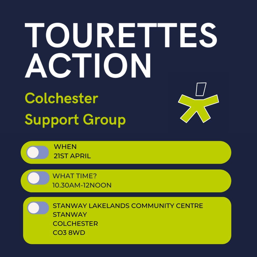 ⭐ Tourettes Action Colchester Support Group ⭐ Come along to the Colchester support group for people with TS and their families. Join us for mutual support and to make new friends. Contact Annie at tourettesactioncolchester@yahoo.com for more information and to register.
