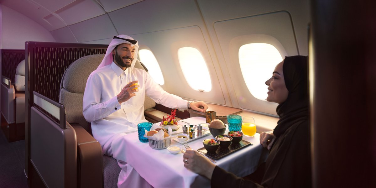 Enjoy a wide selection of mouth-watering meals on board, catered to meet your dietary requirements and choose your meal preference 24 hours before your flight with #QatarAirways #GoingPlacesTogether