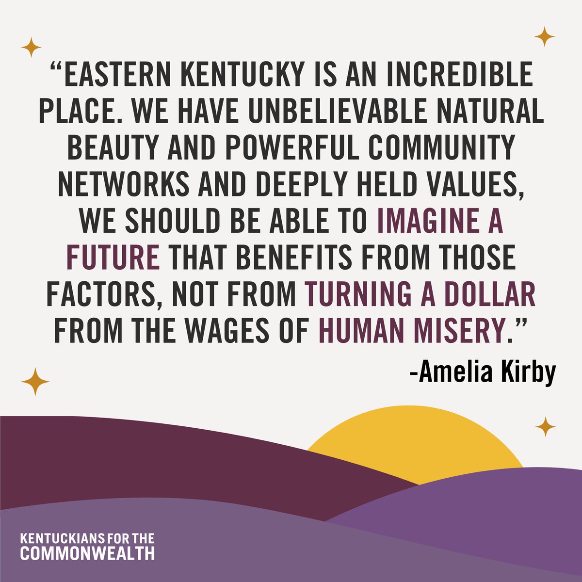 We couldn’t agree with Letcher County resident, Amelia Kirby more. Eastern Kentucky deserves more than profiting off of human misery. Read more about the @nonewbopprison work here bit.ly/3Ug5w43