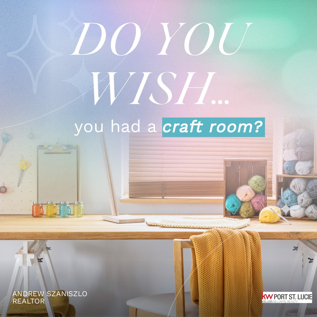 Are you trying to hide all of your great craft supplies but don't have the space? Spread out and enjoy making your crafts with a future craft room. If you're ready for your own space, I can help you find it! #doyouwish #dreamhome #realestate #housegoals #instahome