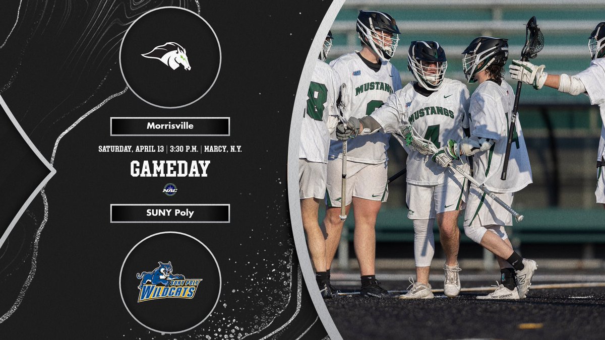 GAMEDAY! Men's Lacrosse heads to crosstown rival SUNY Poly for a 3:30 p.m. NAC match in Marcy - tune in and #LetsGOMustangs! #RunAsOne