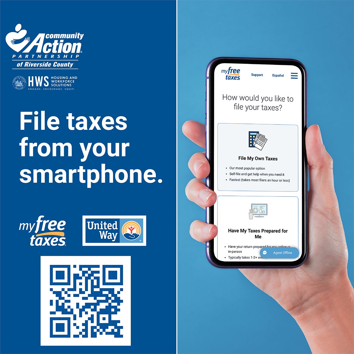 Did you know you can easily file your taxes using your smartphone, and it won't cost you a dime? Manage your tax preparation easily at hubs.ly/Q02sLQv00!
#CommunityAction #CAPRiverside #RivCoNOW #FreeTaxFiling #MyFreeTaxes