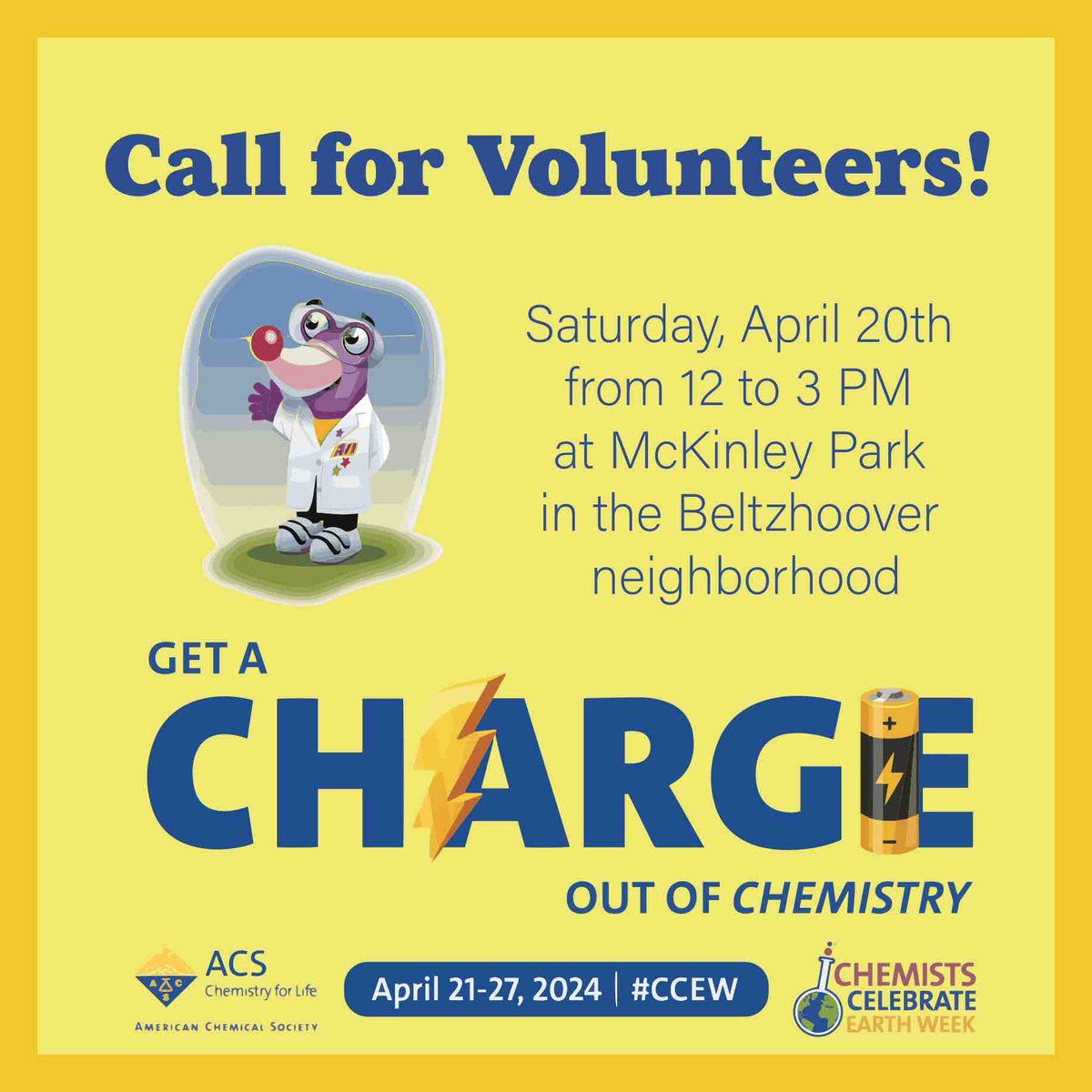 The Pittsburgh Section of the American Chemical Society and Pittsburgh Parks Conservancy needs volunteers to share the chemistry of batteries with the community! All materials and training will be provided. Please contact Alysia Mandato, atm75@pitt.edu, if interested.