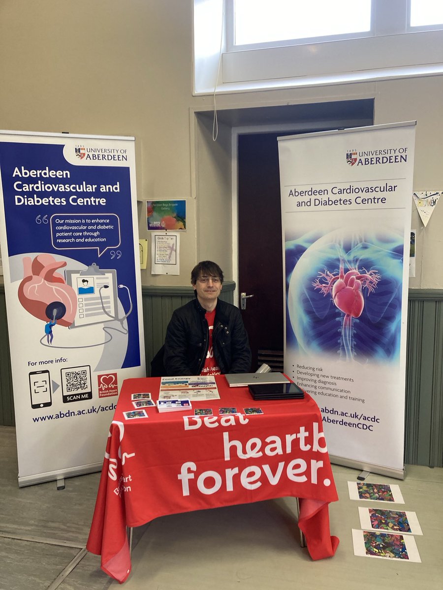 All set up at the Kirk centre in Ellon. Thanks ⁦@ProfJohnBarrow⁩ and ⁦@ThePhySoc⁩ for lending your augmented reality props ⁦@AberdeenCDC⁩ ⁦@AbdnLifeScience⁩ ⁦@TheBHF⁩ ⁦@BHFScotland⁩ ⁦@RealDavidMc⁩ @