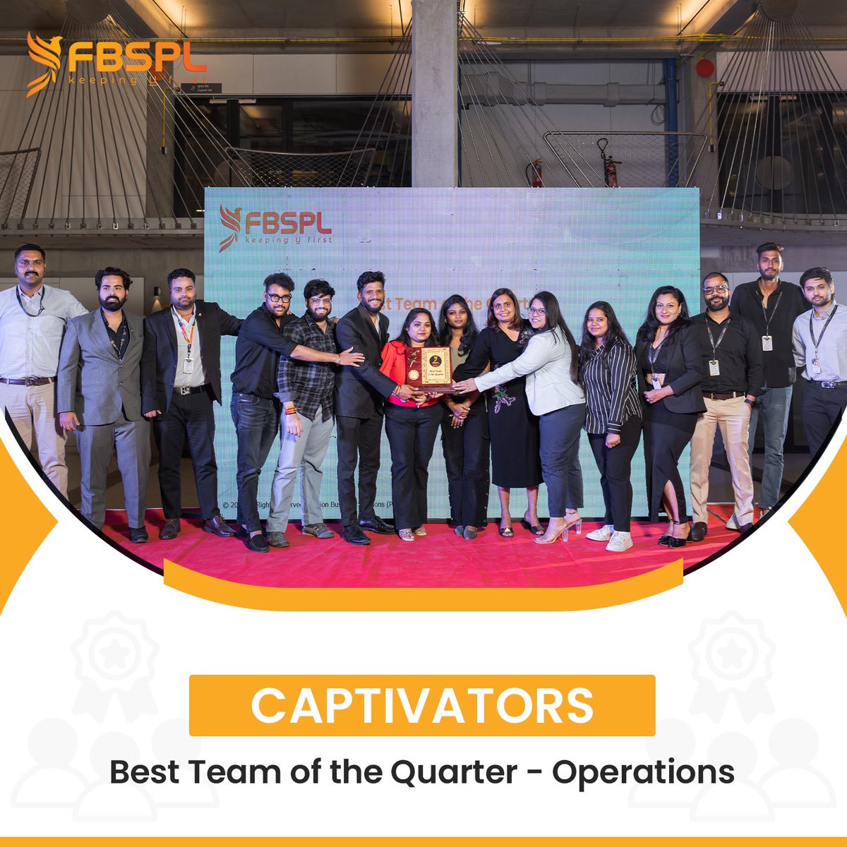 A good team helps us go above and beyond, and team spirit makes everything happen. 
Heartiest congratulations to our Best Team of the Quarter - Captivators.
 
#FBSPL #bestteam #teamofthequarter #teamspirit #keepingUfirst #FBSPLteam #rewards #awards #townhall
