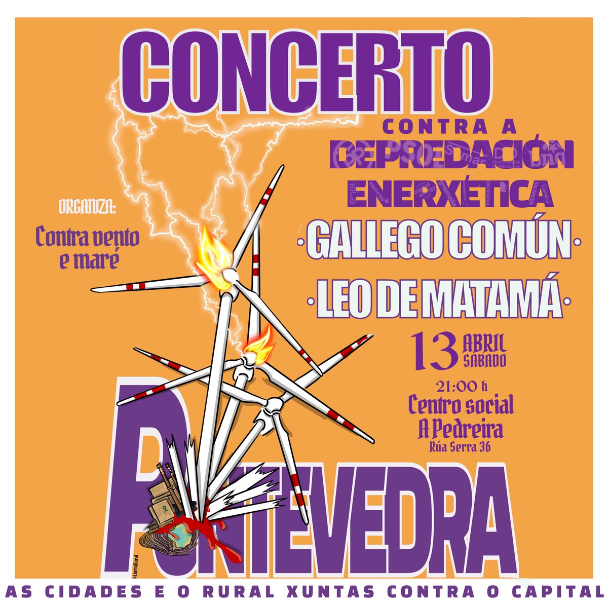 foipolovento's tweet photo. 🎶✊🏾Hoje a partires das 21h. no @apedreira_cs #PONTEVEDRA nova cita ca troula combativa de #AsCidadesEoRuralJuntasContraOCapital
🎛️Concerto previo á V manifestaçom #OPovoGalegoUnidoContraADepredaçomEnergética do #Domingo28A
#CosSeusMuínhosFarémonosFoucinhos‼️
#AlegresECombativas https://t.co/ySgGidyPES