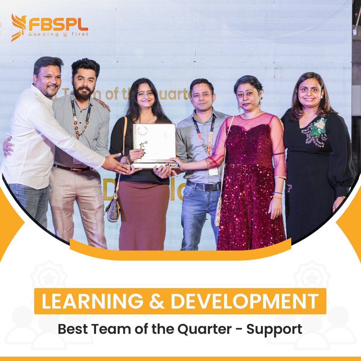 A good team helps us go above and beyond, and team spirit makes everything happen. 

Heartiest congratulations to our Best Team of the Quarter - Team Learning & Development.
 
#FBSPL #bestteam #teamofthequarter #teamspirit #keepingUfirst #FBSPLteam #rewards #awards #townhall