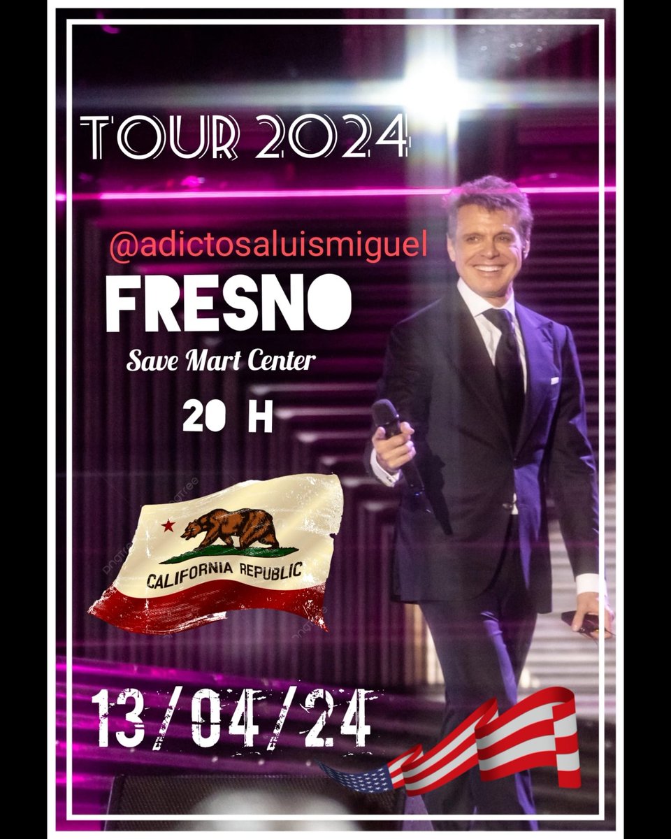 💫 Hoy en la noche Luis Miguel en Fresno 🇺🇸 💫
 ¡¡ Será un fantástico show !!.

🎙️FRESNO, CA. 🇺🇸
📍Save Mart Center 
13 abril 2024 | 20 h. 

#LuisMiguel @LMXLM 
#LuisMiguelTour2024
#luismiguelforever
#luismiguelEnUsa
#adictosaluismiguel 
#fFenixEntertainmentGroup  
@CMNEvents