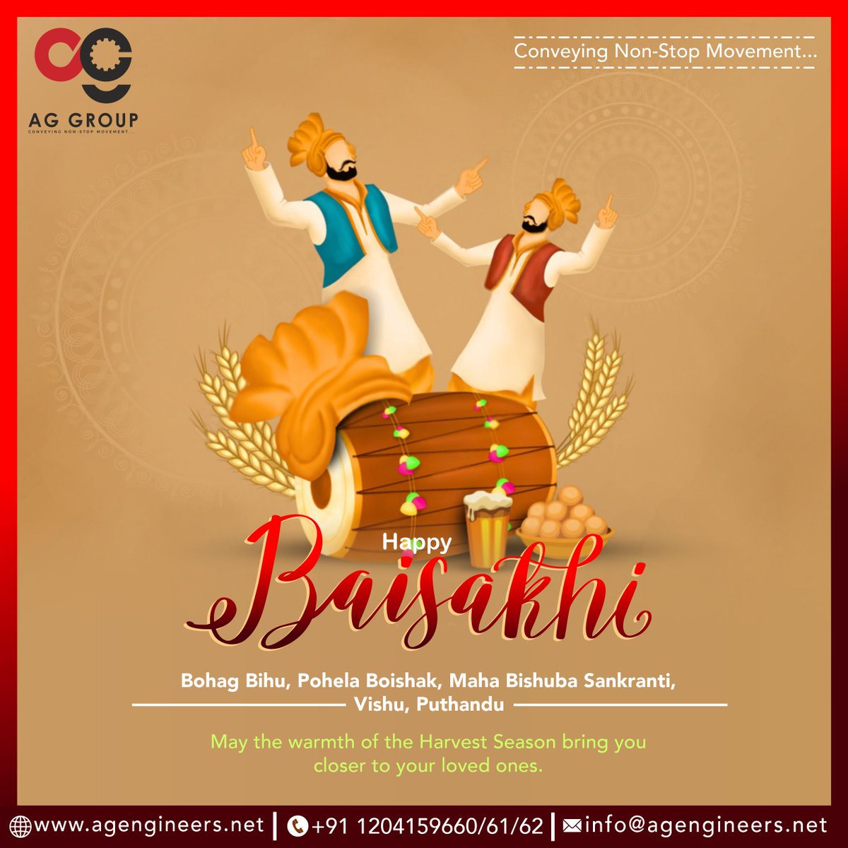 May the vibrant colors of Baisakhi fill your life with joy, prosperity, and endless blessings! Happy Baisakhi to all celebrating this beautiful festival of harvest and new beginnings.
#aggroup #agengineers #conveyor #conveyorbelts #modularbelts #conveyorsystems #conveyorsolution