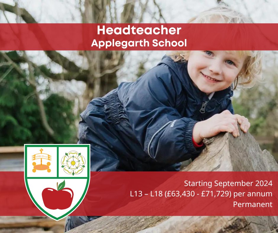 Are you a leader who is ambitious, inspirational and committed to excellence? 🙌

Applegarth School is seeking a #Headteacher who is ambitious, inspirational and committed to excellence to lead their wonderful school. 🍎 🏫

🔗To apply, visit bit.ly/3PH9iAK