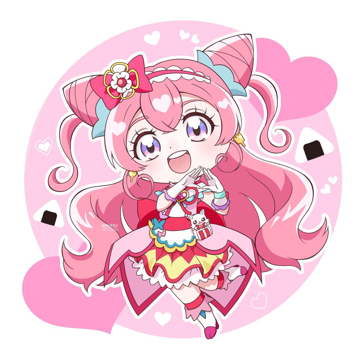 あつあつご飯でみなぎるパワー！
キュアプレシャス🍙
美味しい笑顔で癒してあげる

#precure  #プリキュア  #デリシャスパーティプリキュア